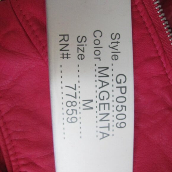 PALOMARES LADIES MAGENTA VEGAN LEATHER BOMBER JACKET - Picture 11 of 15